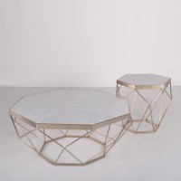 Marble Top Stainless Steel Golden Color Coffee Side Table
