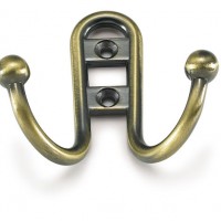 Antique Brass Double Hooks Zinc Alloy Clothes Hooks for Wardrobe