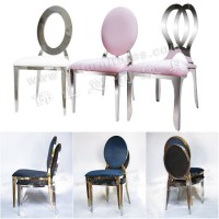 Modern Pink Velvet Stainless Steel Round Back Dior Wedding Chair