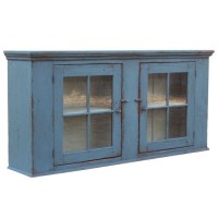 Antique Blue Dining Room Cabinet with Glass Door