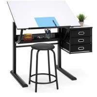 Office Drawing Tablet Desk Architecture Table Artist Station with Round Stool