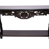 52" Walnut Finish Handmade Retro Ancient Style Carving Console Table