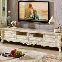 Solid Wood Marble TV Stand Cabinet in Optional Furniture Color