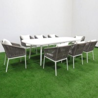 Outdoor Garden Aluminum Furniture Solid Wood Teak Extension Courtyard Hotel Terrace Dining Table
