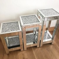 Mirrored Coffee Table Crushed Diamond Side Table Living Room Furniture