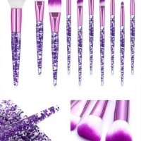 10PCS Flash Drill Diamond Makeup Brushes Set Women Foundation Powder Blush Eye Shadow Lip Cosmetic C