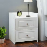 2 Drawer and 1 Flat Pack White MDF Wooden Bedside Table FL-80081