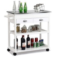High Quality Wood Storage Furniture Design Kitchen Trolley with 2 Drawer