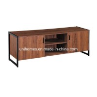Two Doors Storage  Brown/Black Modern TV Stand for Living Room Furniture