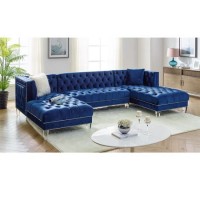 Chesterfield Modern Corner / Button Tufted U Shape Furniture Sofa Set for Living Room