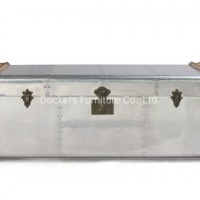 Vintage Furniture Accent Trunk Polished Aluminum Chest for Living Room Use