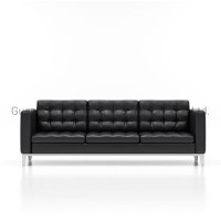 Popular Modern Office Leather Sofa with Stainless Steel Legs