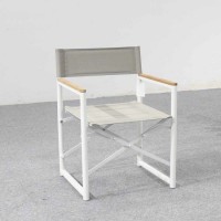 Aluminum Camping Chair with Wood Armrest Beach Folding Chair