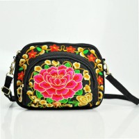 Double-Sided Embroidered Mini Canvas Crossbody Bag Handmade Wallet Bag