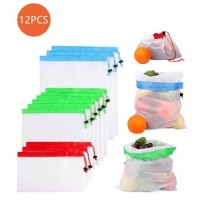 12PCS/Set Reusable Produce Mesh Bag for Fruits Grocery Bag Set