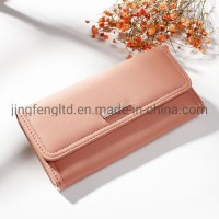 Fashion Attractive Simple Three Fold Long PU Leather Elegant Ladies Purse Wallet