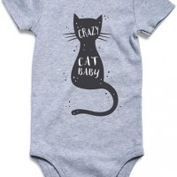 Bkd Fashion Long Sleeve Black Color Crazy Cat Baby Onesie