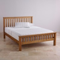 Rustic Vintage Oak Solid Wood Single Double King Queen Size Bed