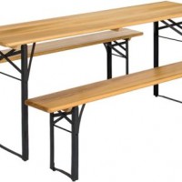 3-Piece Portable Folding Picnic Table Set W/ Wooden Tabletop