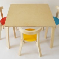 with Chair Study Natural Bentwood Birch Painted Children Plywood Square Table