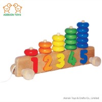 Preschool Kids Wooden Toys Wooden Small Abacus Toys Multifunctional Wooden Abacus Toy Truck  Educati