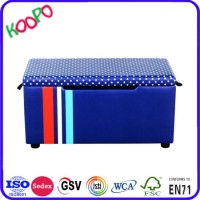 Foldable Storage Ottoman Bench  Faux Leather Rectangular Footstool  Blue