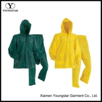 Wholesale Rainwear PVC Polyester Adult Rain Suit with Hood
