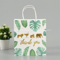 Biodegradable Customized Hot Stamping Logo Printed New Style White Kraft Paper Shopping Bag with Twi