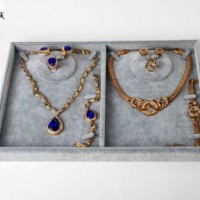 Gray Velvet Professional Wholesale Ornament Jewelry Storage Display Tray