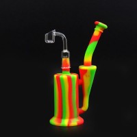 New Portable 7.9'' Oil Wax Smoking Silicone Water Pipe Recyclable DAB Rig with Quartz Bang