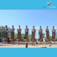 Nine Elegant Copper Buddha Statues Surface Painted for Temple
