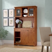Unique Design Antique Cherry China Cabinet Living Room Furniture with Glass Shelf
