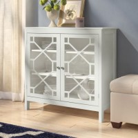 Modern Antique Furniture White Painting 2 Door Accent Storage Cabinet Living Room Furniture with Gla