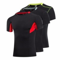 Custom Logo Design Patchwork Sport Short Sleeve Apparel Men Polyester T Shirts