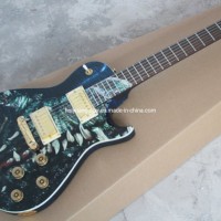 Blue Set-in Electric Guitar with Dragon Pattern  Rosewood Fretboard