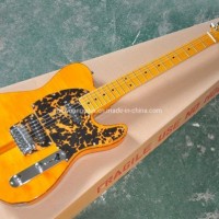 Yellow Electric Guitar with Yellow Pearled Pickguard  Flame Maple Veneer