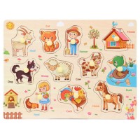Poultry Children Grab Board Baby Wooden Puzzle Early First Educational Kids Learning Toys