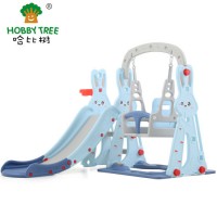Selling New Rabbit Theme Plastic Kids Swing and Slide Indoor Game Playground Home