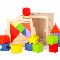 2020 Wholesale Sales Wooden Toys Shape Sort Case  Puzzle Preschool Toys for 3 Years Old Kids