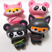 Ninja Series Panda and Fox PU Squishy Reless Stress Toys