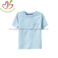 100% Cotton Kids Wear Plain Blue T-Shirt for Little Boys