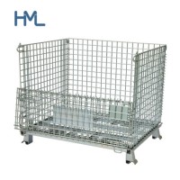 Welded Galvanized Collapsible Stackable Storage Heavy Duty Portable Shipping Steel Wire Mesh Cage Co