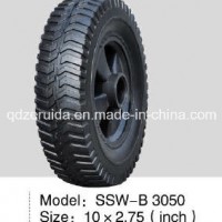 10X2.75 Inch Semi Pneumatic Rubber Wheel with Turf 100# Tread
