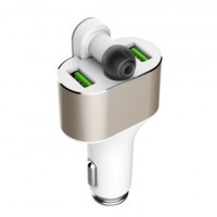Ldnio Cm22 with Earphone +Car Charger 4.2A Aluminum Alloy Dual USB Ports Universal Car Adapter for M