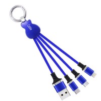 Light up Logo Multi USB Charging Cable Multi-Function Custom Glowing LED Shiny Logo Keychain Type C