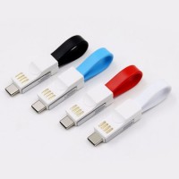 3 in 1 Multi Magnet Keychain USB Data Cable Fast Charging Cable for iPhone Micro Type C Adapter Cabl
