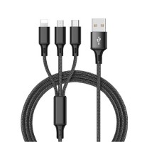 Nylon Braided Mobile Phone Cord Multi Phone 3 In1 USB Charging Cable for iPhone & Android iPhone Typ