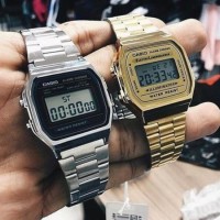 for Casio A168 Men's Digital Watch Stainless Steel Band Alarm New Water Resist Wrist Watch