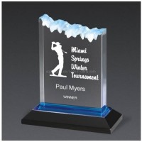 Customize Clear Acrylic Trophy Event Award Trophy Newly Designed Crystal Golf Trophy with Blue Base