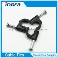 Grey White Colour Round Cable Holder Clips with Steel Nail